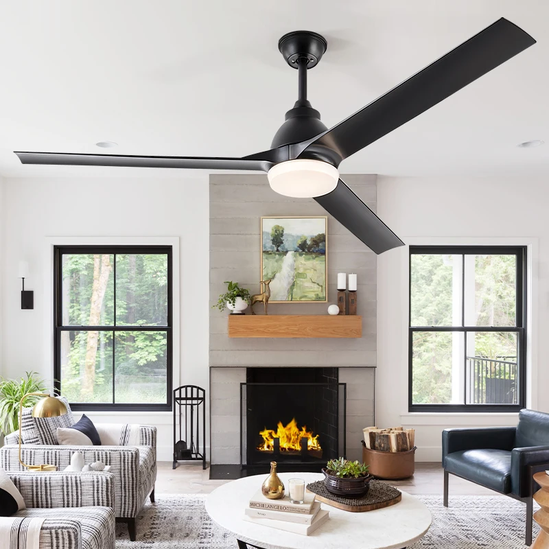 High Power 60 inch Ceiling Fan with Light for Farmhouse Living Room Industrial Style with 22W LED Light ABS Blades Ceiling Fan