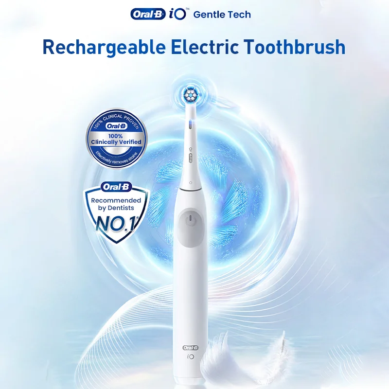 

Перезаряжаемая электрическая зубная щетка Oral B IO Series 2, автоматический датчик давления, 3 режима чистки, 2 минуты таймера, 30S, напоминание, IPX7