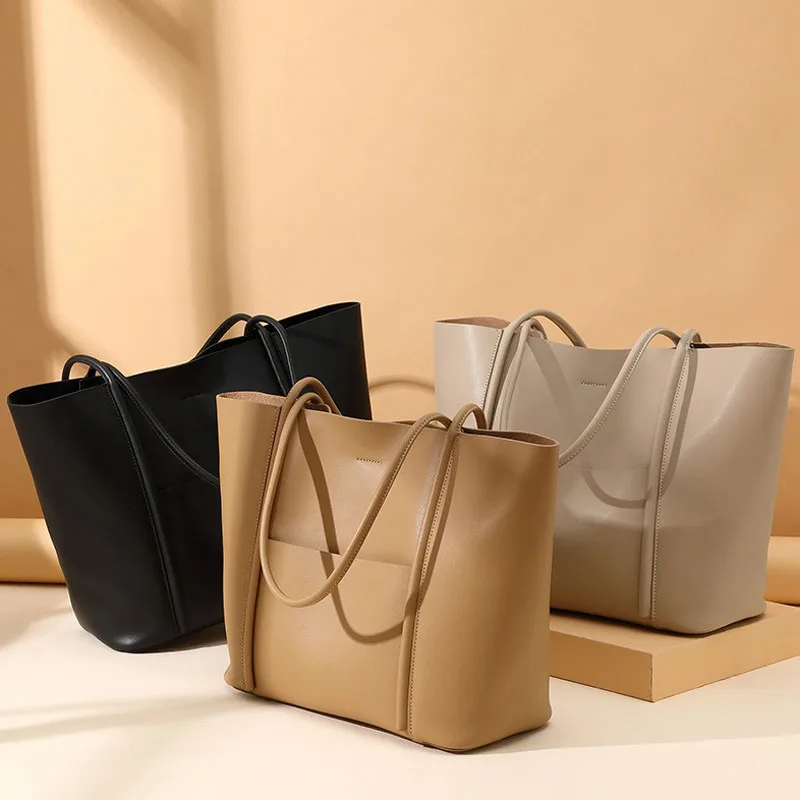 Tote Bag Woman Large Capacity Ladies Handbag Split Leather Ladies Shopper Bags Female Casual Shoulder Shopping Bags