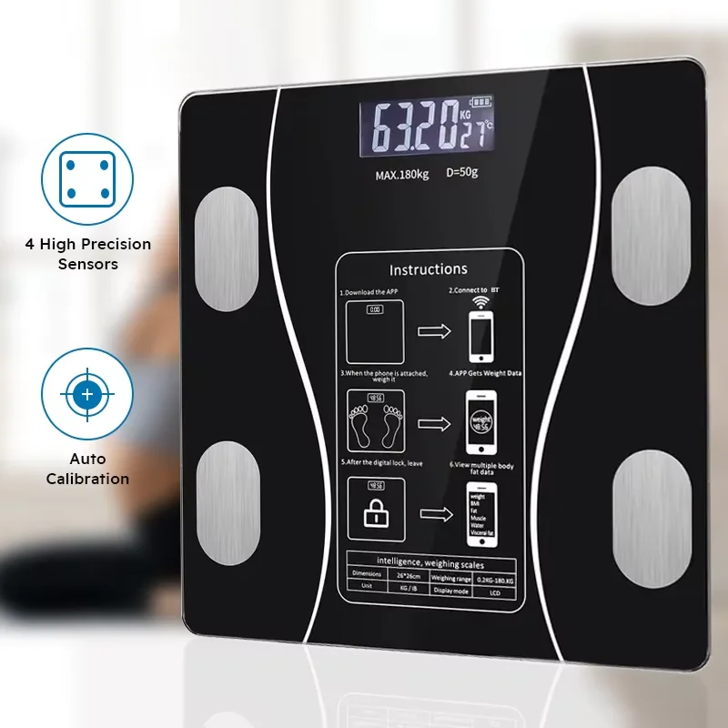 Body Fat Scale LED Digital Display APP Smart Weight Scale USB Rechargeable Body Composition Analyzer Test Scale Body Fat Scale