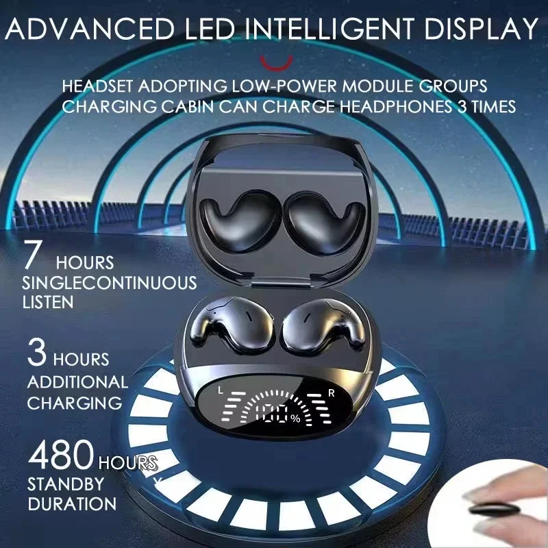 Słuchawki bezprzewodowe MD528 Sleep Invisible, małe słuchawki douszne, sportowe słuchawki stereo Bluetooth 5.3, ukryte słuchawki z redukcją szumów. — zdjęcie produktu 2