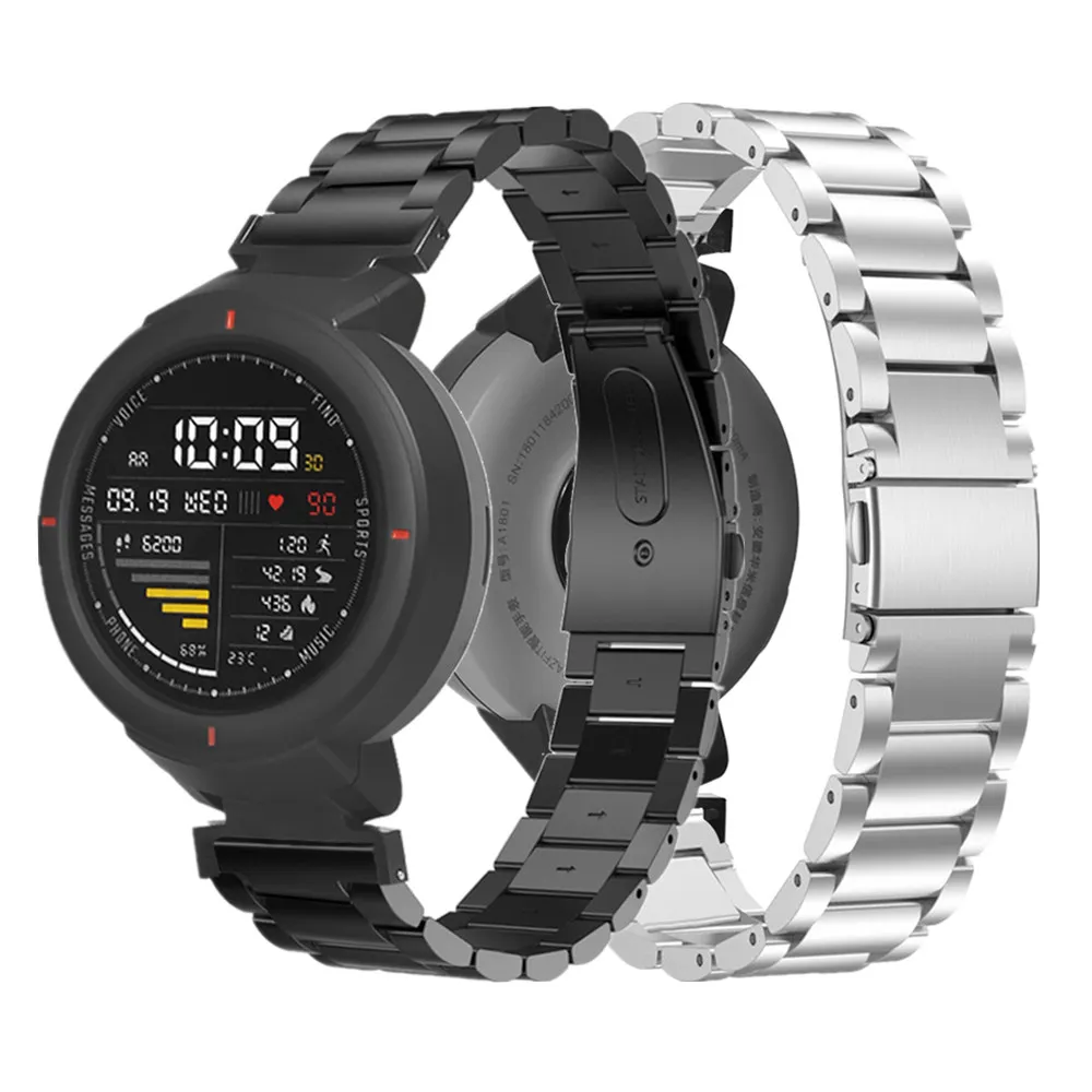 Correa de Metal de acero inoxidable para reloj inteligente Amazfit Verge Lite, pulsera con conector negro para Xiaomi Huami Amazfit Verge