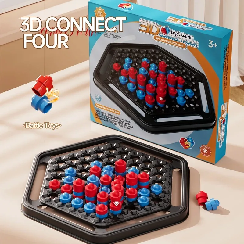 【Best-selling】New Stereoscopic 4 In A Line Board Game Classic Party Chess Family Toy Early Educational Puzzle Children Thinking