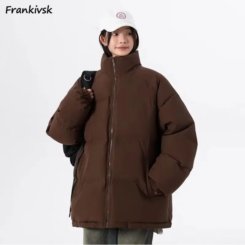 New in Parkas Women American Style Fashion Winter Thicker Warm Zip-up Coats Simple All-match Streetwear Comfortable Soft Mujer