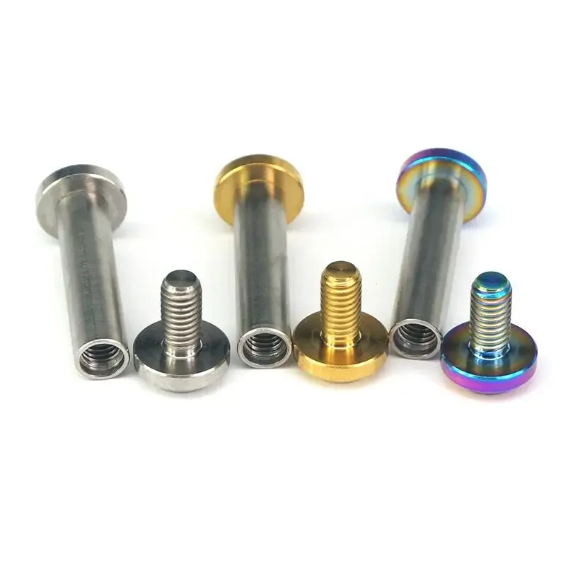 A Set(2pcs Scews+1 Rod Nut) M6x1mm Ti/Golden/Rainbow/Blue/Black GR5 Titanium Bolts & Rod Nut Mountain Bike Bicycle Rear Damping