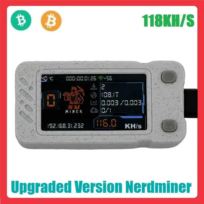 A74E-Upgraded Nerdminer 118KH/S BTC Solo Lottery Mining Miner With Color Screen Mini ASIC Miner Bitcoin BTC Miner Nerd Miner