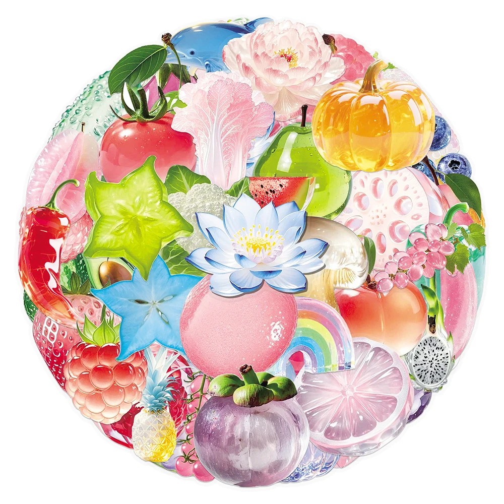 

10/30/50pcs Cartoon Crystal Colorful Fruit Stickers Transparent Graffiti Sticker Fridge Scrapbook Phone Case Decals Decoration