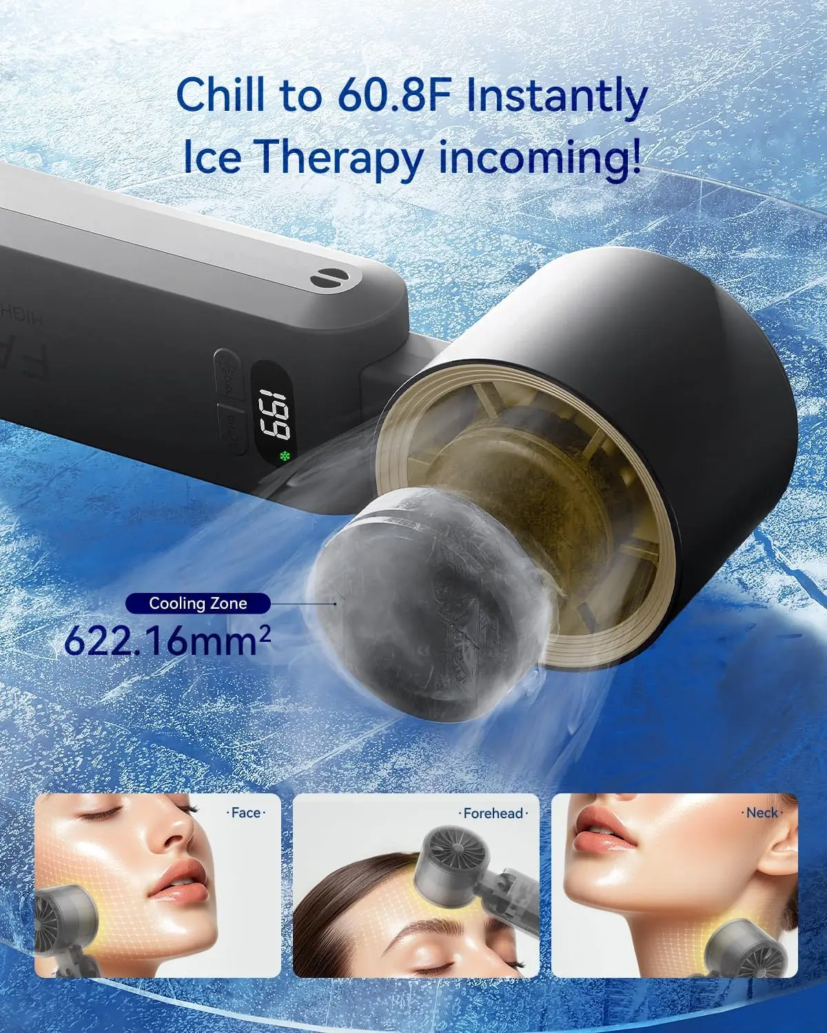 2026 New Upgrade Handheld Portable Turbo Fan With Ice Cooler, Speed (1-199) 5500mAh Rechargeable Personal Fan,[20H Cooling Time]