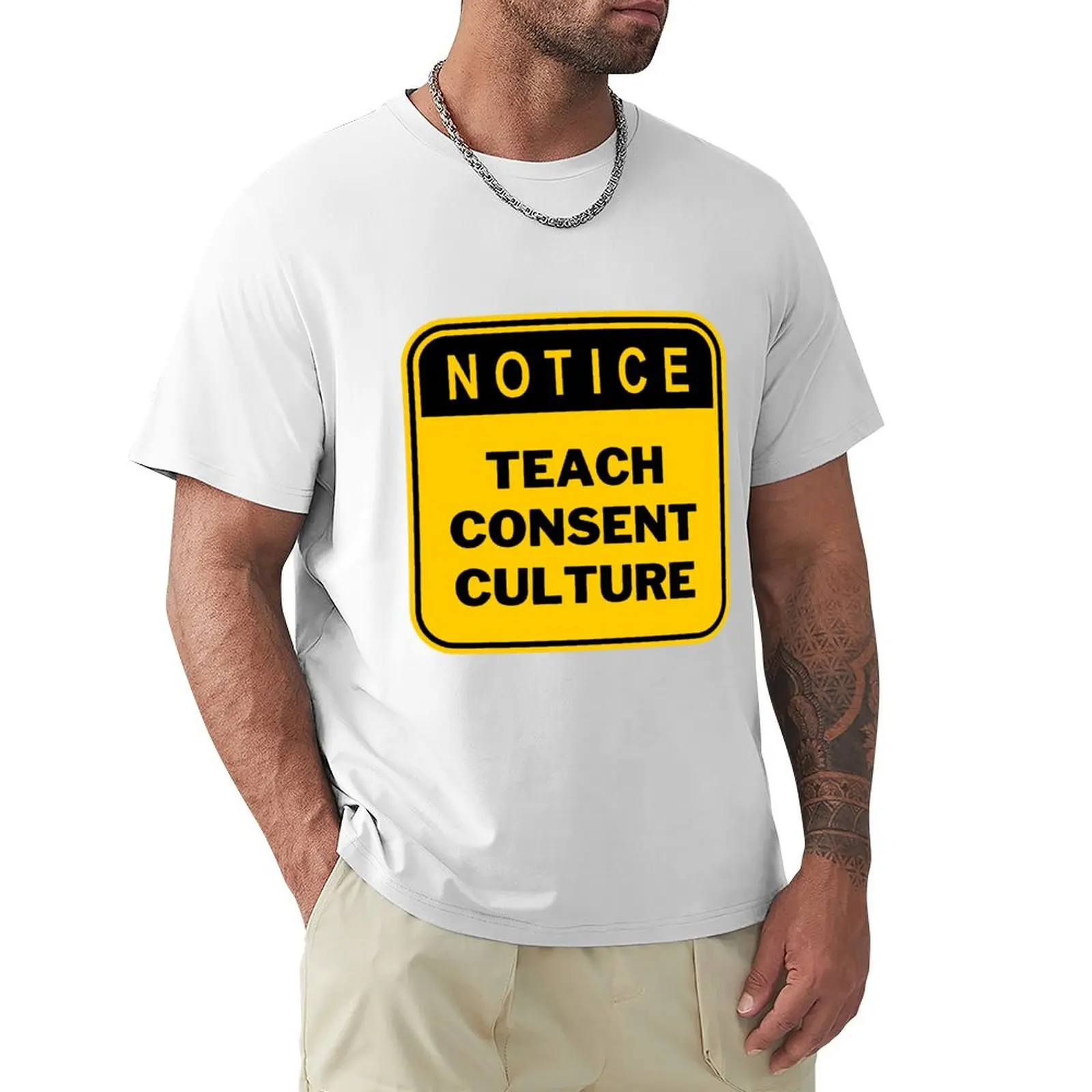 Teach Consent Culture T-shirt anime for a boy sports fans black t-shirts for men