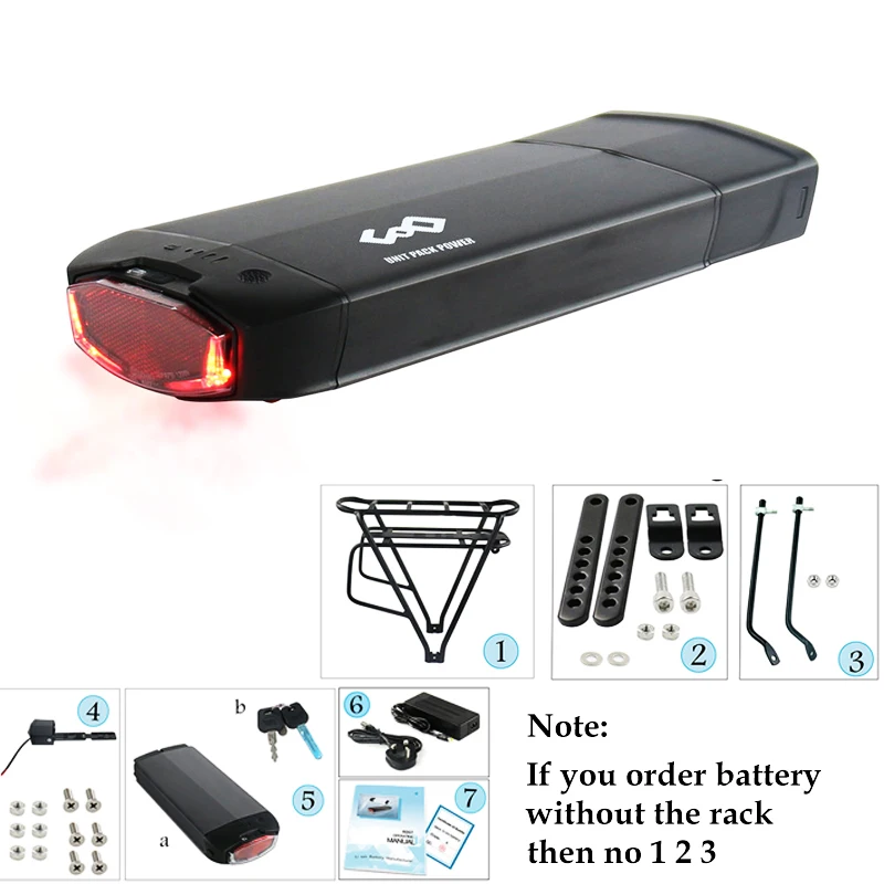 Gepäckträger-Ebike-Batterie 36 V 13 Ah 15 Ah 20 Ah 48 V EU-Lager Li-on 18650 21700-Pack für Elektrofahrrad-Motorkits 350 W 500 W 750 W 1000 W – Detail 6