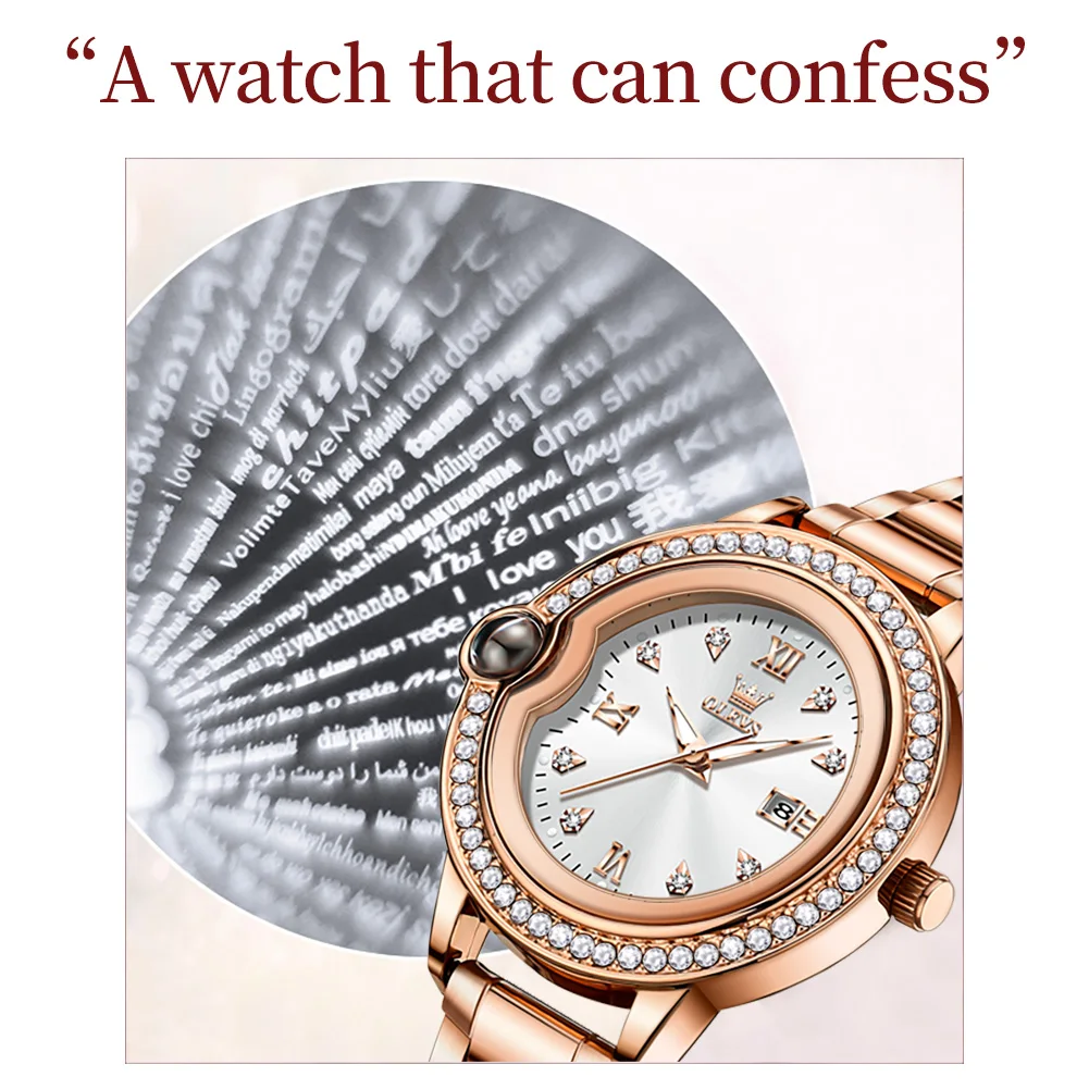 OLEVS 5588 Elegant Women's Watch Top Luxury Brand Romantic Love Diamond Projection Waterproof dial Fashion Women's Quartz Watch