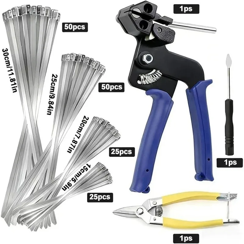 Stainless Steel Cable Tie Tool Self-Locking Tensioner Gun Cutter Pliers for Packaging