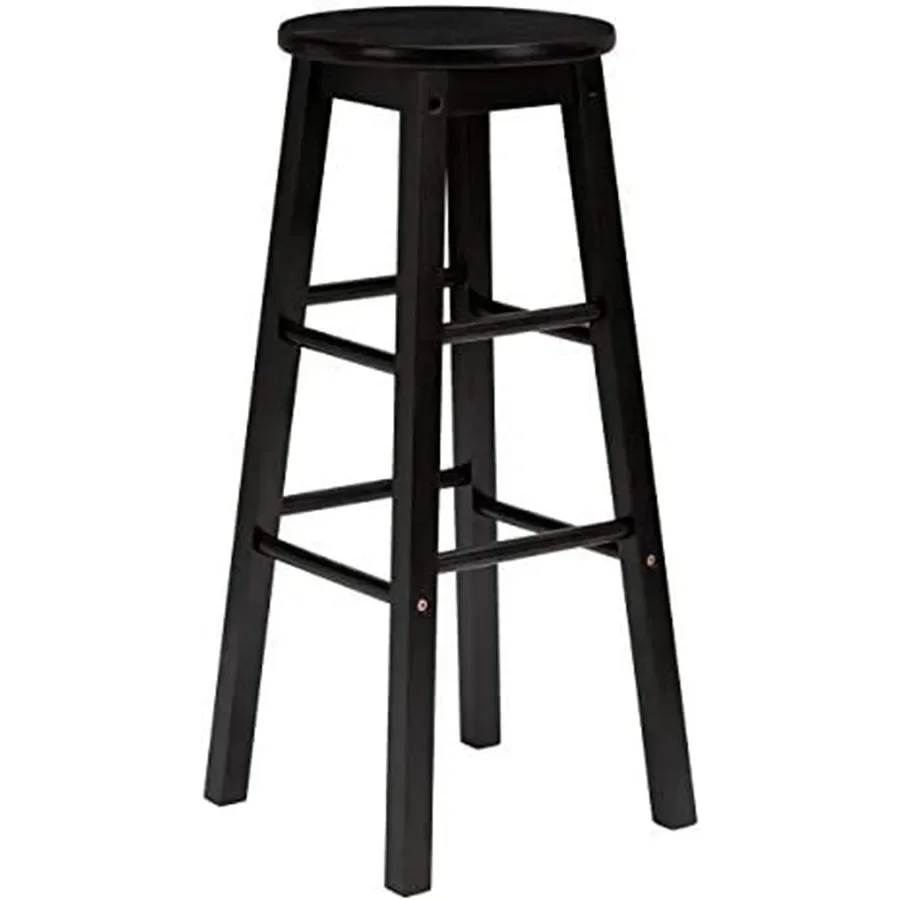 Kitchen counter stools for home use, solid wood construction, black finish, stackable and space-saving design