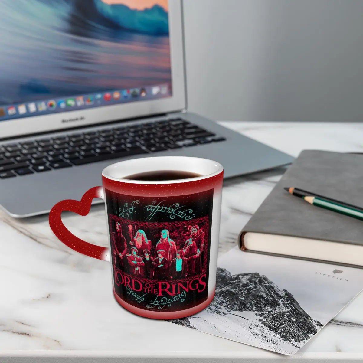 L-Lords Of The R-Rings Map Tolkien Books Literature Middle Earth Mug Ceramic Coffee Cups Tea Mugs Milk Cup Drinkware for Friends