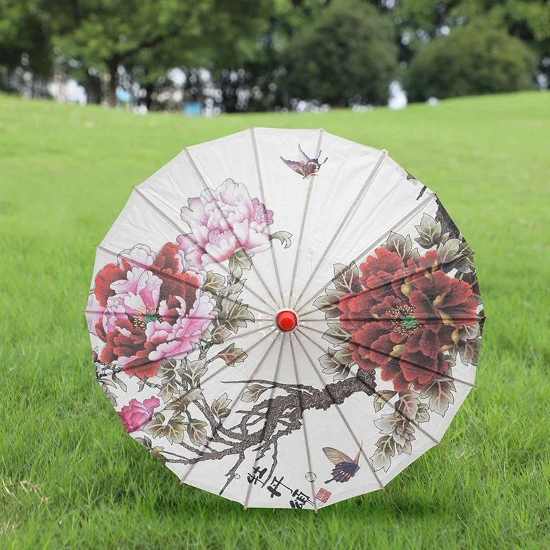 Handmade Oiled Paper Umbrella Silk Umbrella Dancing Props Chinese Art Style Umbrella Costumes Dance Recitals Party Decoration