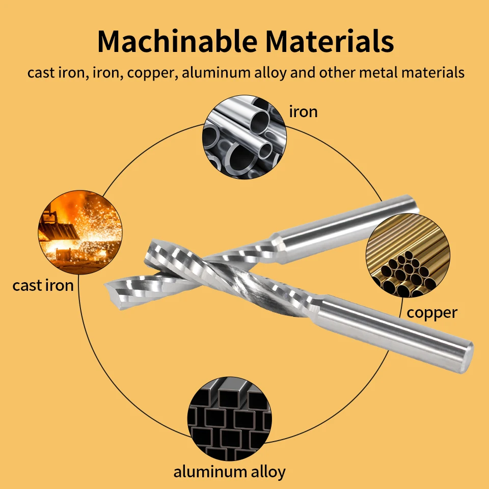 RIGTIP Tungsten Steel Single Edge Milling Cutter 3.175 /4/6 Shank Carbide Single Flute Alloy End Mill CNC Alu Milling Tools