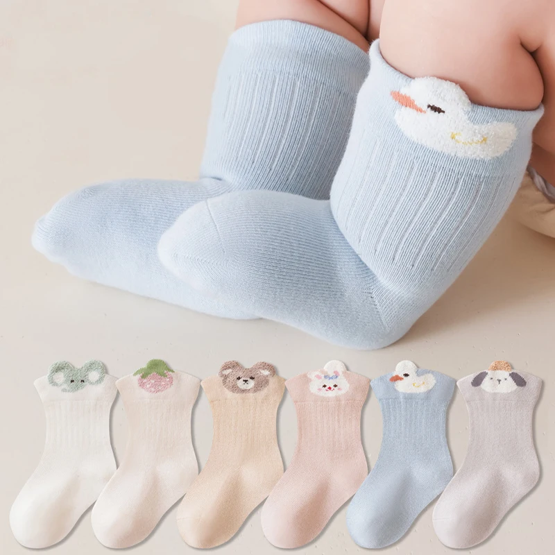 Mid Tube Baby Socks Autumn Warm Cute Cartoon Cotton Toddler Socks Soft Elastic Infant Socks for Newborn Boys Girl
