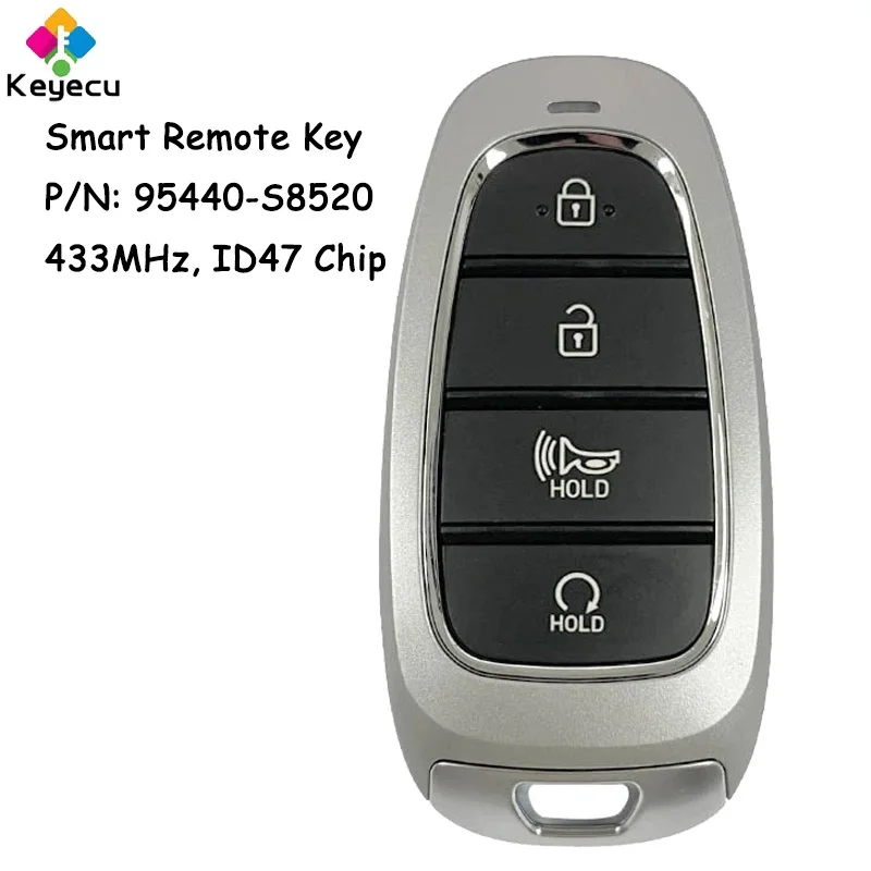 

KEYECU Smart Remote Control Key With 4 Buttons 433MHz ID47 Chip for Hyundai Palisade 2023 2024 Fob 95440-S8520 FCC# TQ8-FOB-4F26