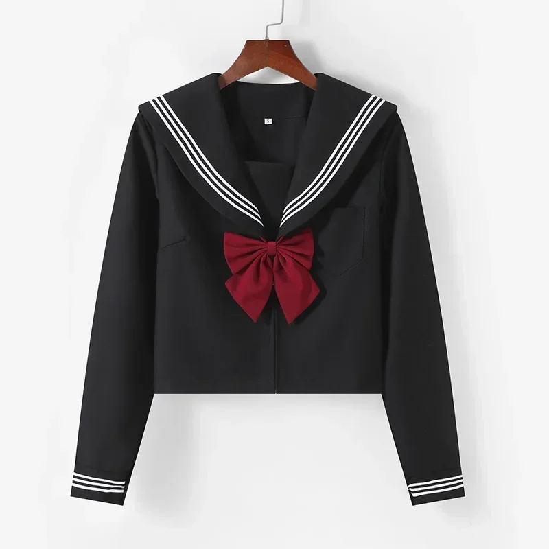 Japanese School Uniform Suit Sailor JK S-2XL Basic Cartoon Girl Navy Sailor Uniform Black sets Navy Costume Women girl costume