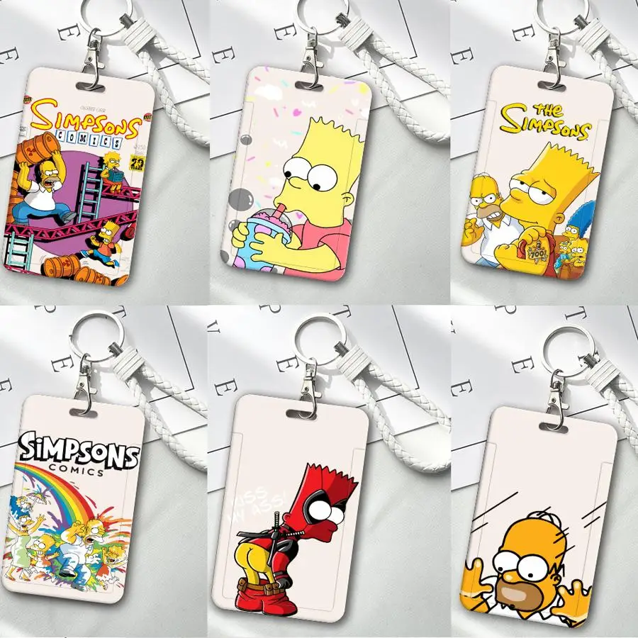 Cover Case 1Pc Card Holder Retractable Credit Card Holders Holders Child Bus with lanyard Bank ID Badge Cartoon The S-simpsons