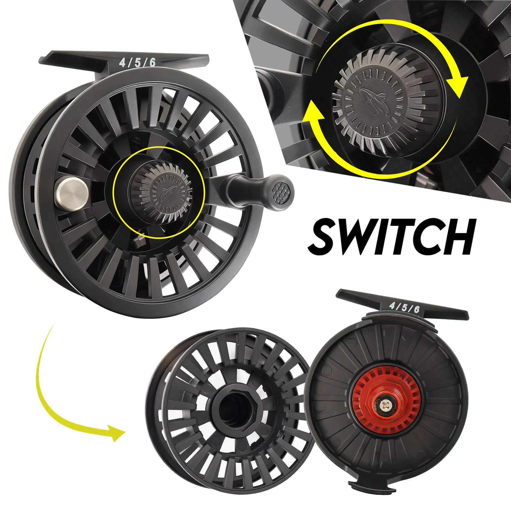 Leichte Kunststoff-Fliegenrolle, Große Spule für 1/2/3, 4/5/6, 7/8/9 WT Fliegenschnur, Langlebige Angelrolle für Forellen – Detail 3