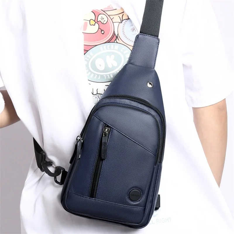 

Portable Mens Cycling Phone Bag Small Single Shoulder Crossbody Bag for Business Travel Commuter Chest Pack Solid Color Design