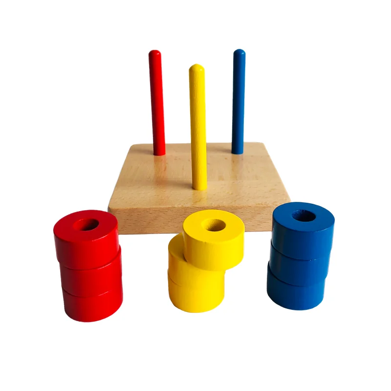 Gra w układanie dla maluchów, zabawki edukacyjne Montessori, kolorowe dyski na kołkach, sortowanie, dopasowywanie, koordynacja wzrokowo-ruchowa