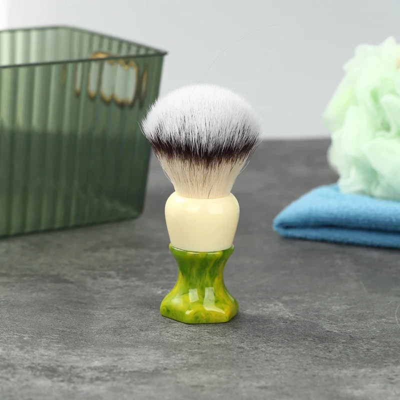 YAQI Green Ever-hopeful Silver Cat's Whisker Synthetic Hair Mens Shaving Brush And High Quality Mens Face Cleaning Shaving Soap