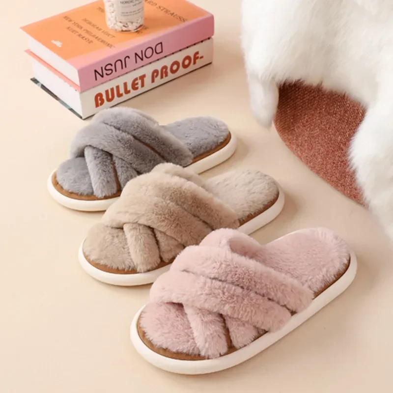 

Plush Slippers Autumn Women's Cotton Slippers New Women's Winter Home Shoes
