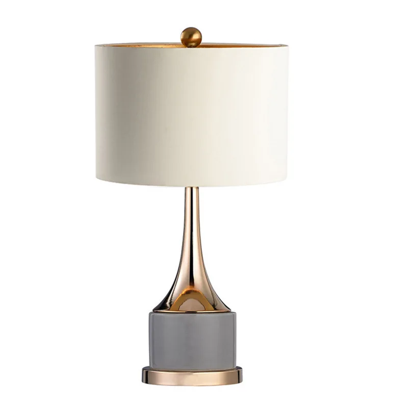 

American light luxury wrought iron desk lamp modern simple bedroom living room fabric desk lamp