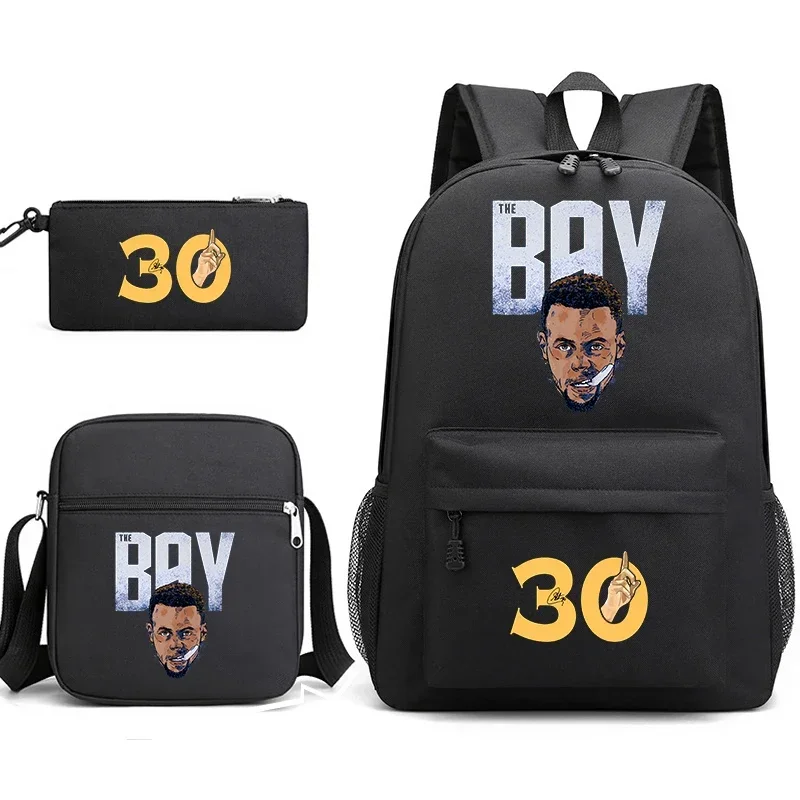 Curry avatar printed backpack set student school bag shoulder bag pencil case 3-piece set