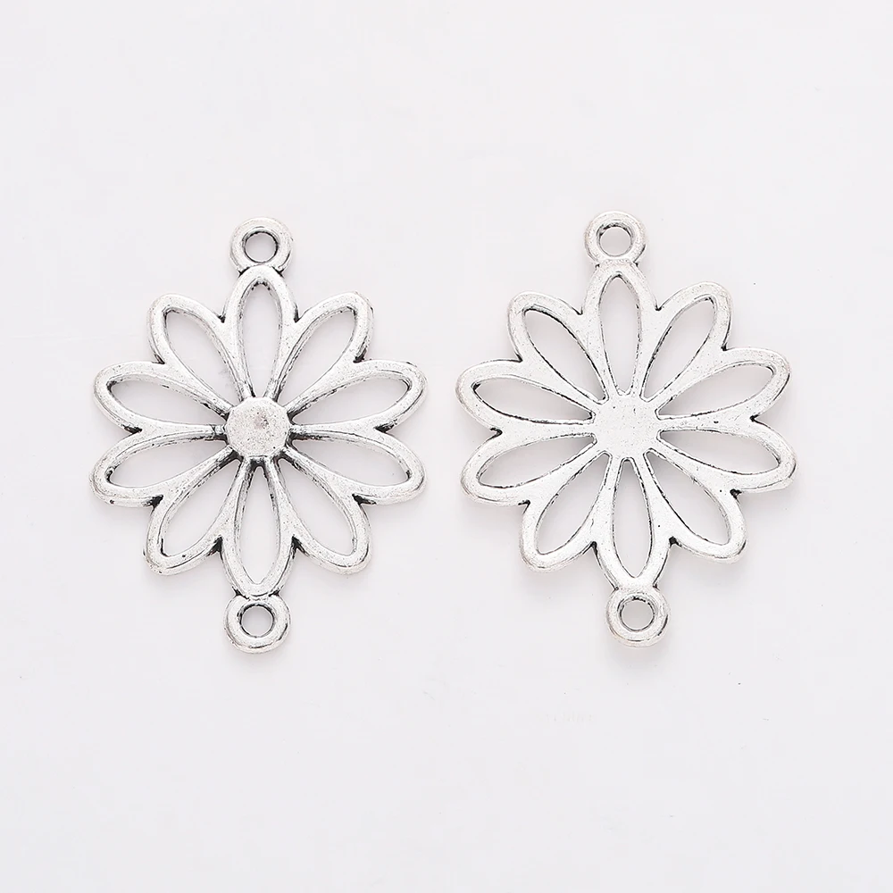 Fashion style 30 pcs/lot Double hanging hole flower connector charms Jewelry Making DIY Earrings necklace bracelet Crafts