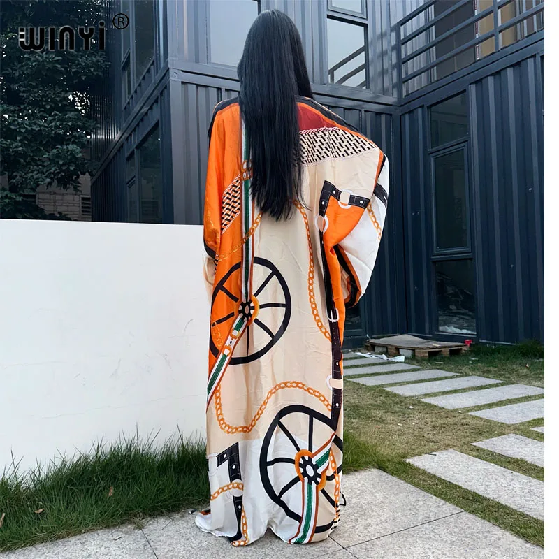 WINYI kimono Afrika pakaian pantai penutup cetak elegan Cardigan pakaian pantai untuk wanita pakaian renang mantel fashion abaya