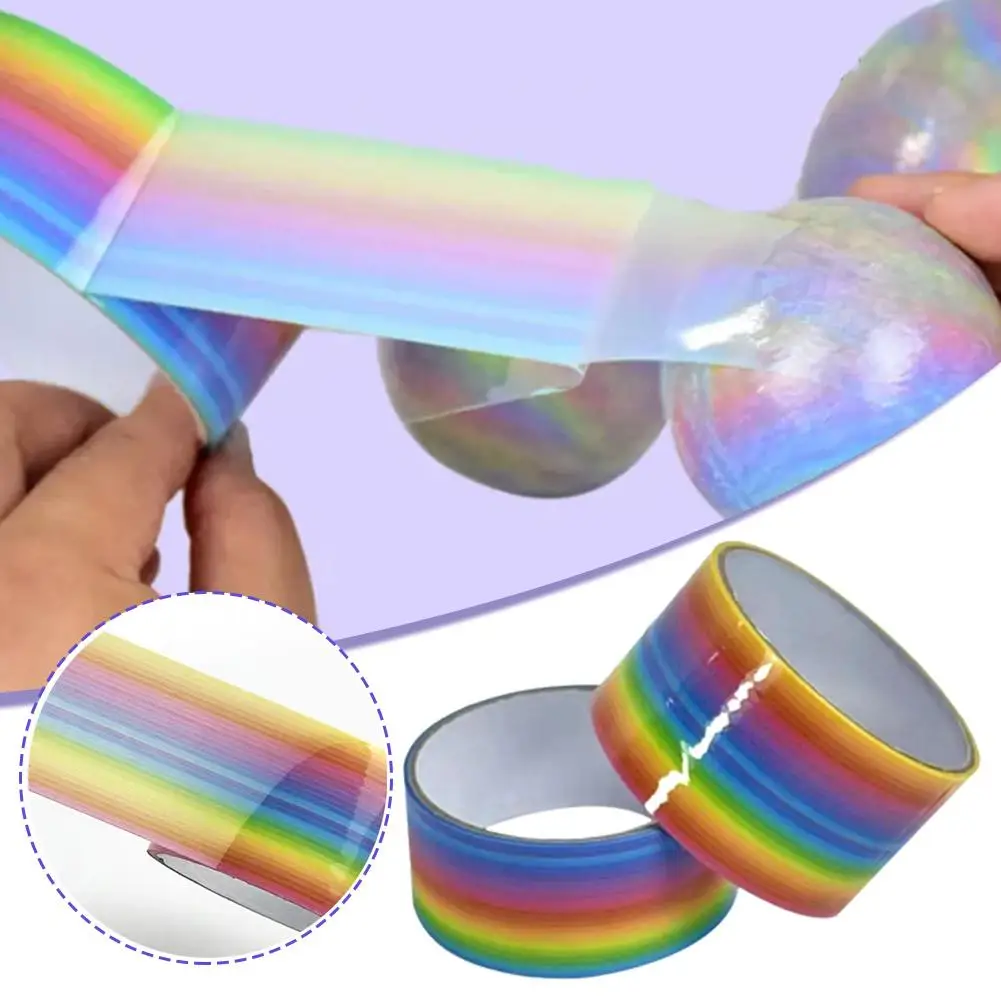 Tape Ball Decompression Adhesive Rolling Diy Funny Toys Color Duct Tape 1/5M Balls Sticky Rolling Decorative Tape Ball E6I2