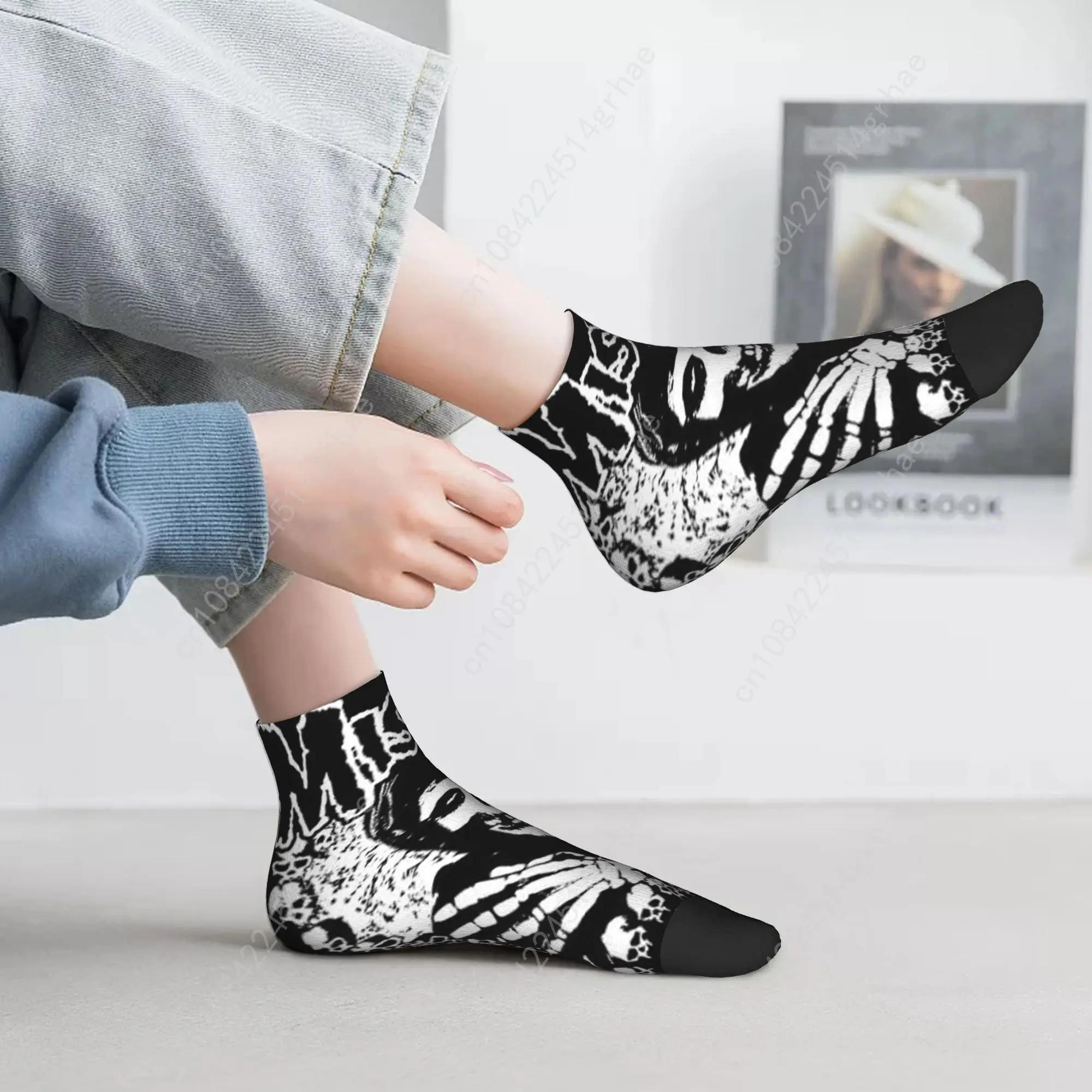The Misfits Rock Band Pattern Ankle Socks Men  Breathable Leisure Sock Summer Skateboard Anti Bacterial Graphic Socks Gift