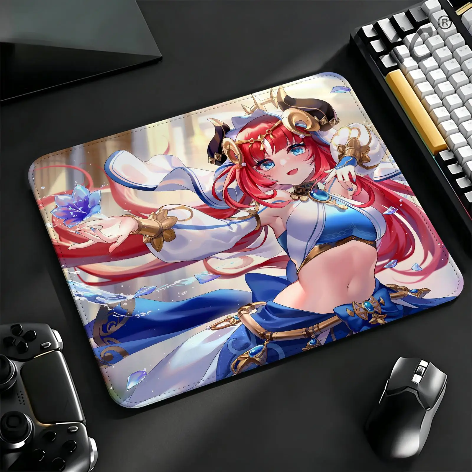 Compact Gaming Mat Reinforced Stitched Border, S/M/L Sizes Portable Laptop Desk Pad for Office & E-sports Genshin Impact Nilou