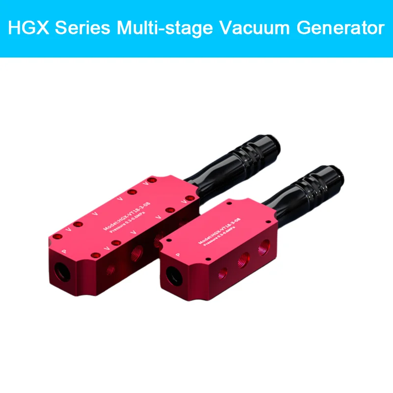 

HGX Series Multi-stage Vacuum Generator HGX-VT18-2 HGX-VT18-3-08 18/19/20 high flow and suction vacuum port