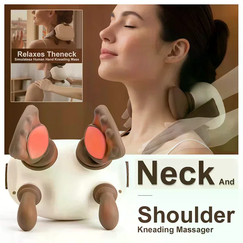 Real Hand Simulation Neck Massager With 4D Kneading Design, Wireless & Portable For Back Pain Relief