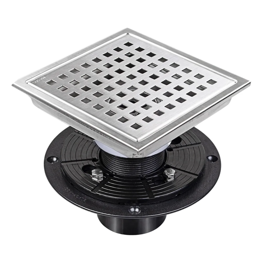 304 Stainless Steel Floor Drain with Water Seal Blocks Sewer Gas Fits 4 inch and 6 inch Pipes and Practical for Flooring