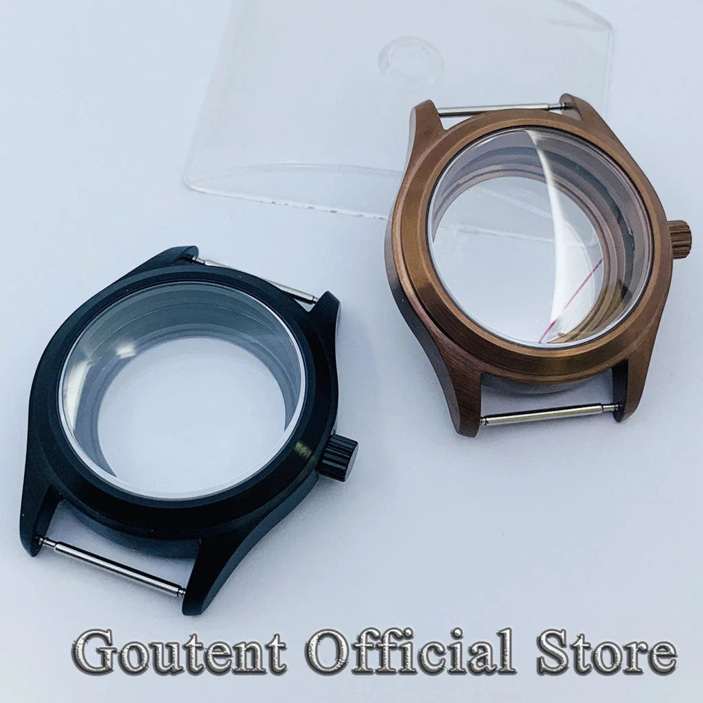 Goutent 36mm 39mm Brushed Black Silver Watch Case Sapphire Crystal For NH35 NH36 ETA 2824 PT5000 Automatic Movement