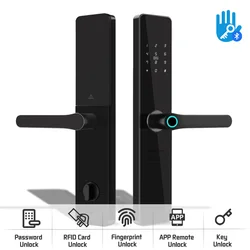 PHIPULO TTLock App Smart Door Lock Biometric Fingerprint Remote Unlocking Keyless Card Password Lock Electronic Door Lock