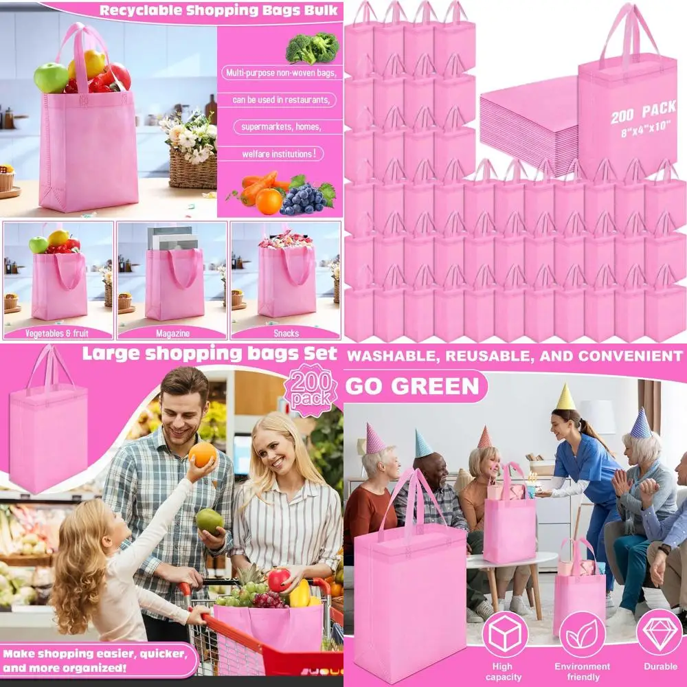 

Многоразовые сумки-шопперы оптом, 8 x 4 x 10 дюймов, из нетканого материала, с ручками, розовые