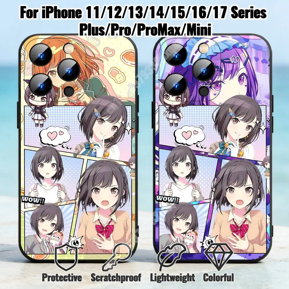 Funda de Silicona Suave Shinonome E-Ena-S para iPhone 17 16 Pro Plus Air 16E 15 14 13 12 11 Max Mini X XR XS