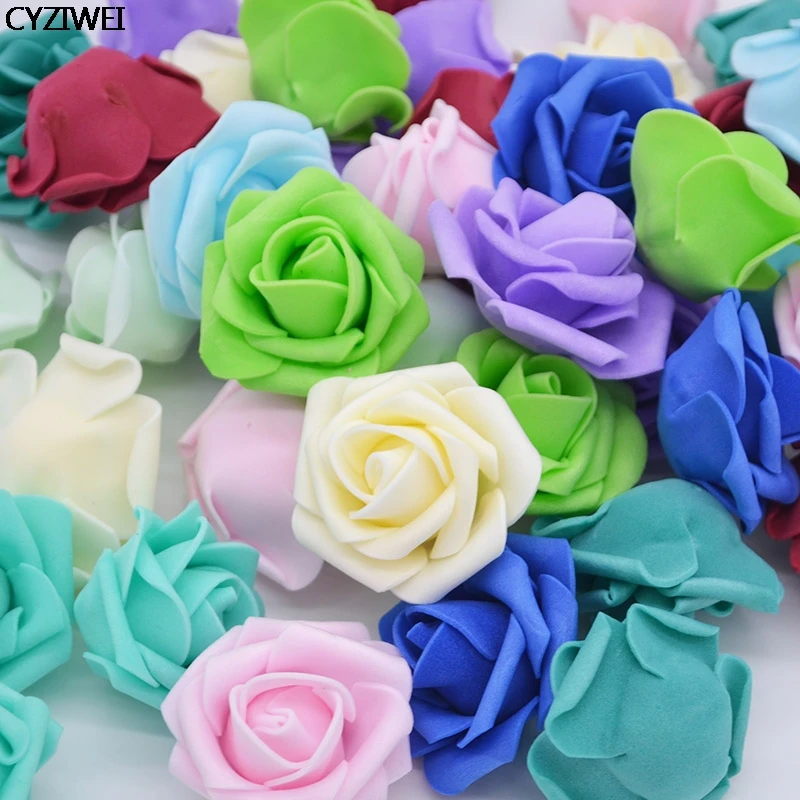 50 pièces 4cm fausse fleur de Rose en mousse PE, tête de fleur artificielle pour mariage, fête d\'anniversaire, décoration de la maison, bricolage