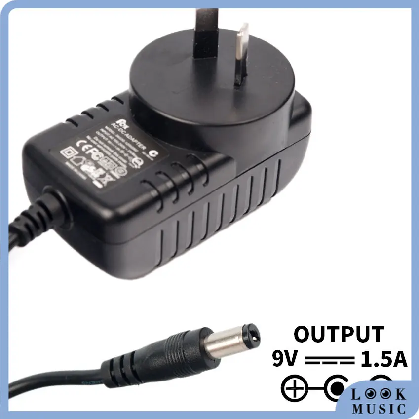 

LOOK Power Supply 9V 1.5A AU Power Supply Adapter Charger Black For Guitar Effects Pedal Parts AU Plug Guitar Accessories