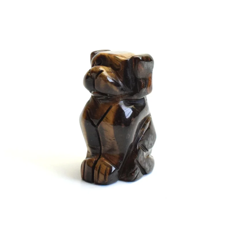 1.9 Inch Natural Chakra Tiger Eye Stone Dog Statue Ornaments Crystal Reiki Healing Feng Shui Animal Figurine Desktop Decoration