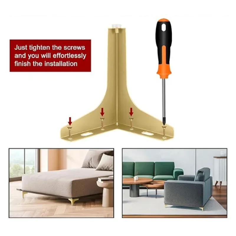 4pcs DIY Replacement Sofa Feet Metal Legs for Furniture Modern Triangle Feet Cabinet Couch Chair Heavy Duty Cabinet Couch Legs