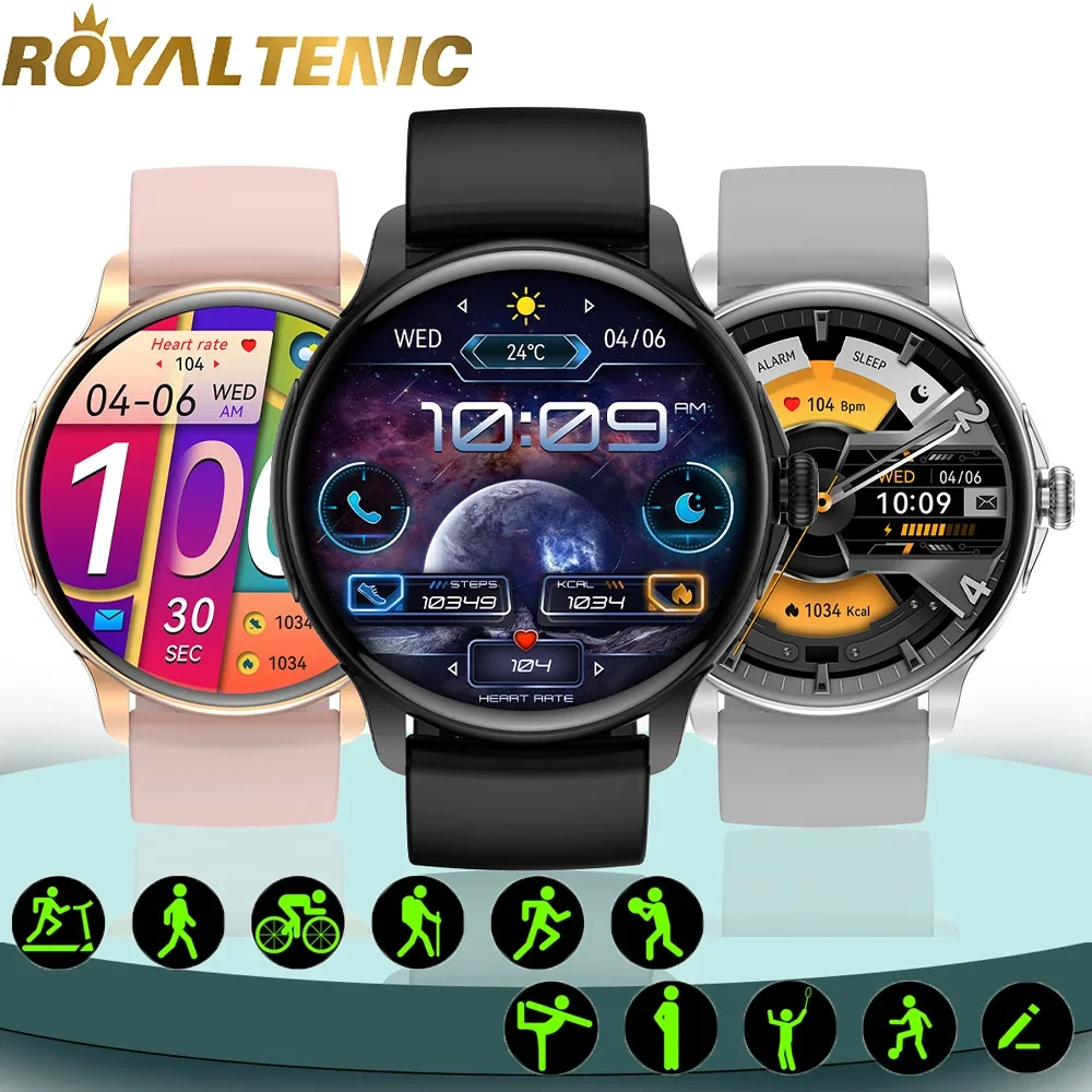 

Reall Amloed Watch HK49 Smartwatch Men Women 1.43" IP68 Waterproof Business Sport Fitness Tracker Heart Rate New Smart Watch GPS