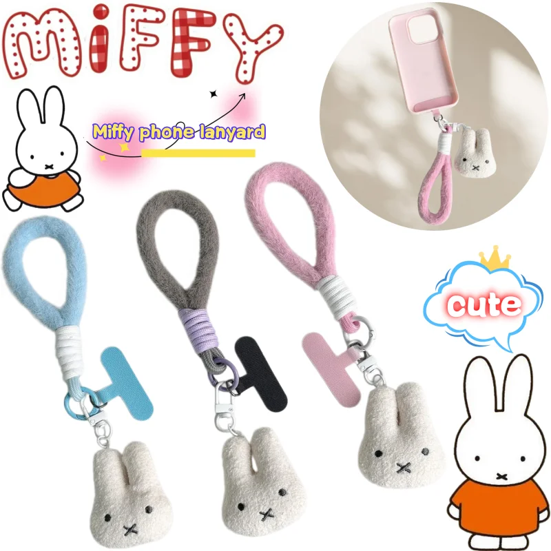 

Ремешок для телефона Miffy: яркий, с мультяшной куклой, креативный, для мужчин и женщин, для автомобиля, школьной сумки, плетеный брелок для ключей