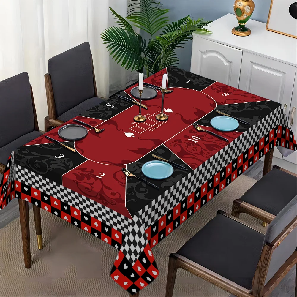 JIT-1pc Tablecloth with European Classic Poker Game Pattern, Elegant and Modern Design.zyc